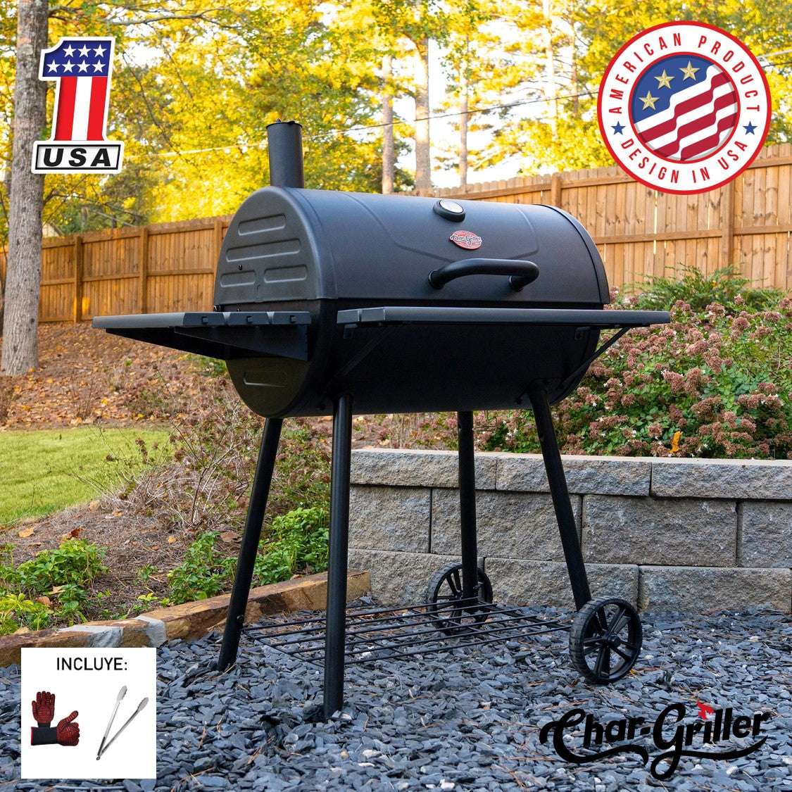 Parrilla a Carbón modelo Super Pro + Guantes Parrilleros + Pinza de Asado Char-Griller®