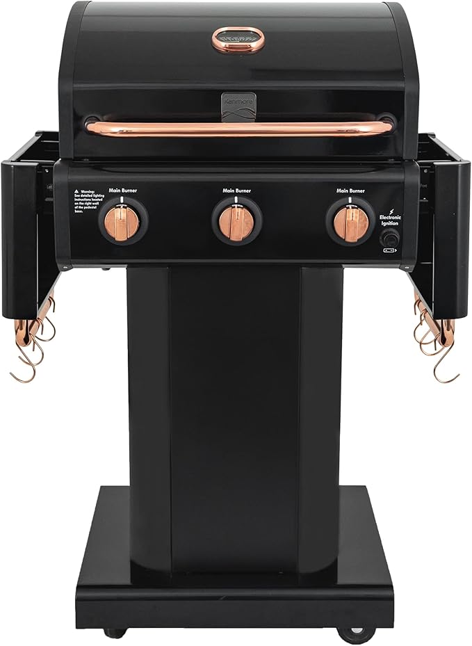 Parrilla a gas 3 Quemadores - Color Negro con Manillas Cobre + Set de Asado + Garras de Oso (PROXIMAMENTE DISPONIBLE)