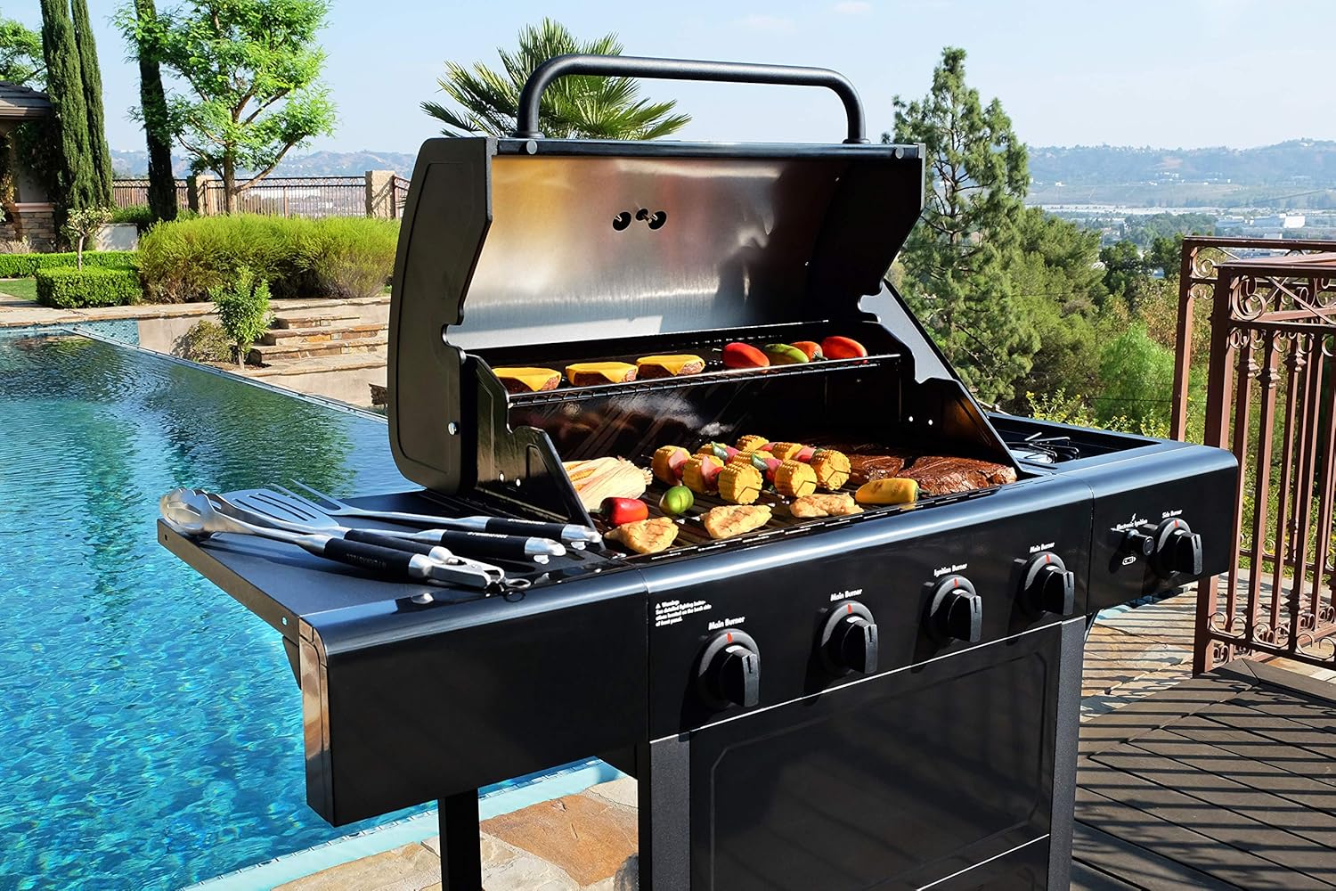 Parrilla a gas 4 Quemadores + Quemador lateral - Color negro (PROXIMAMENTE DISPONIBLE)