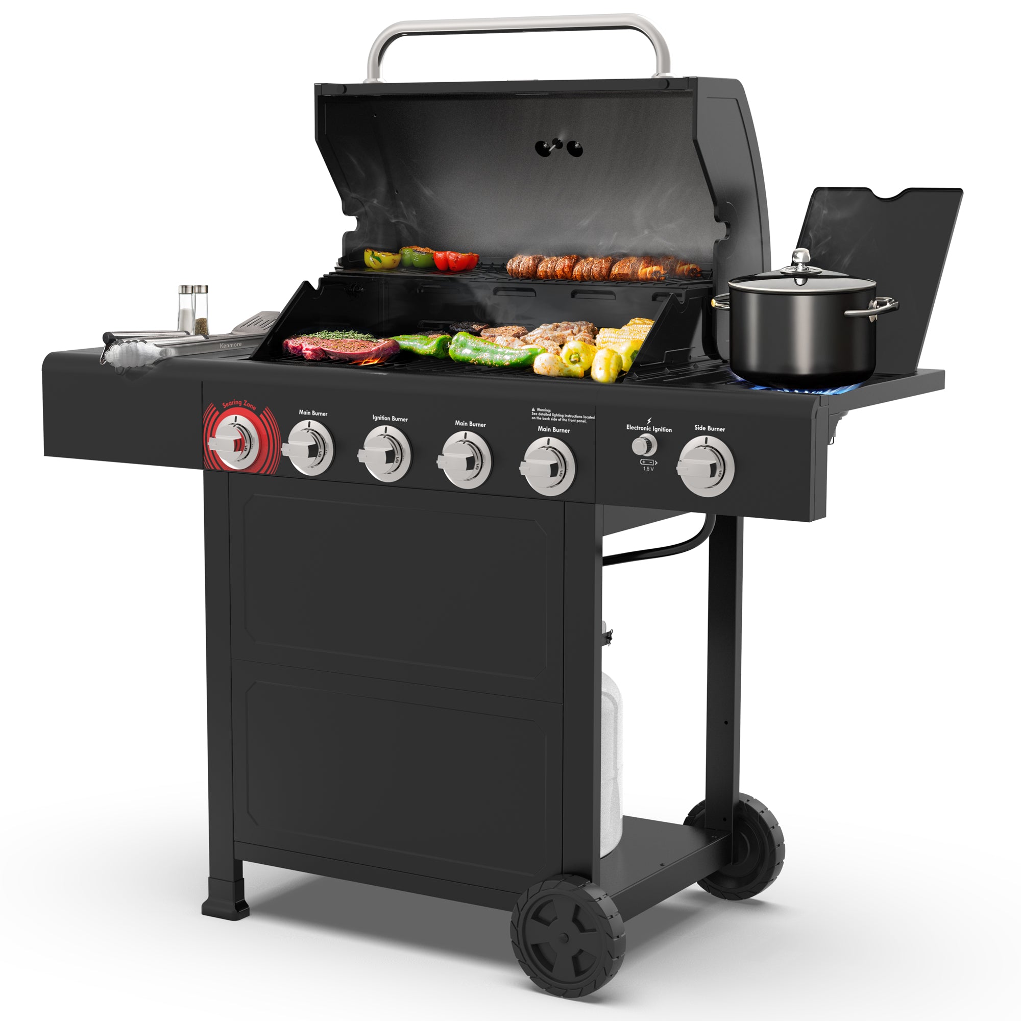 [PRECIO BLACK FRIDAY] Parrilla a gas 5 Quemadores + Quemador lateral - Color Negro [ENTREGA A PARTIR DEL 29 DE DICIEMBRE]