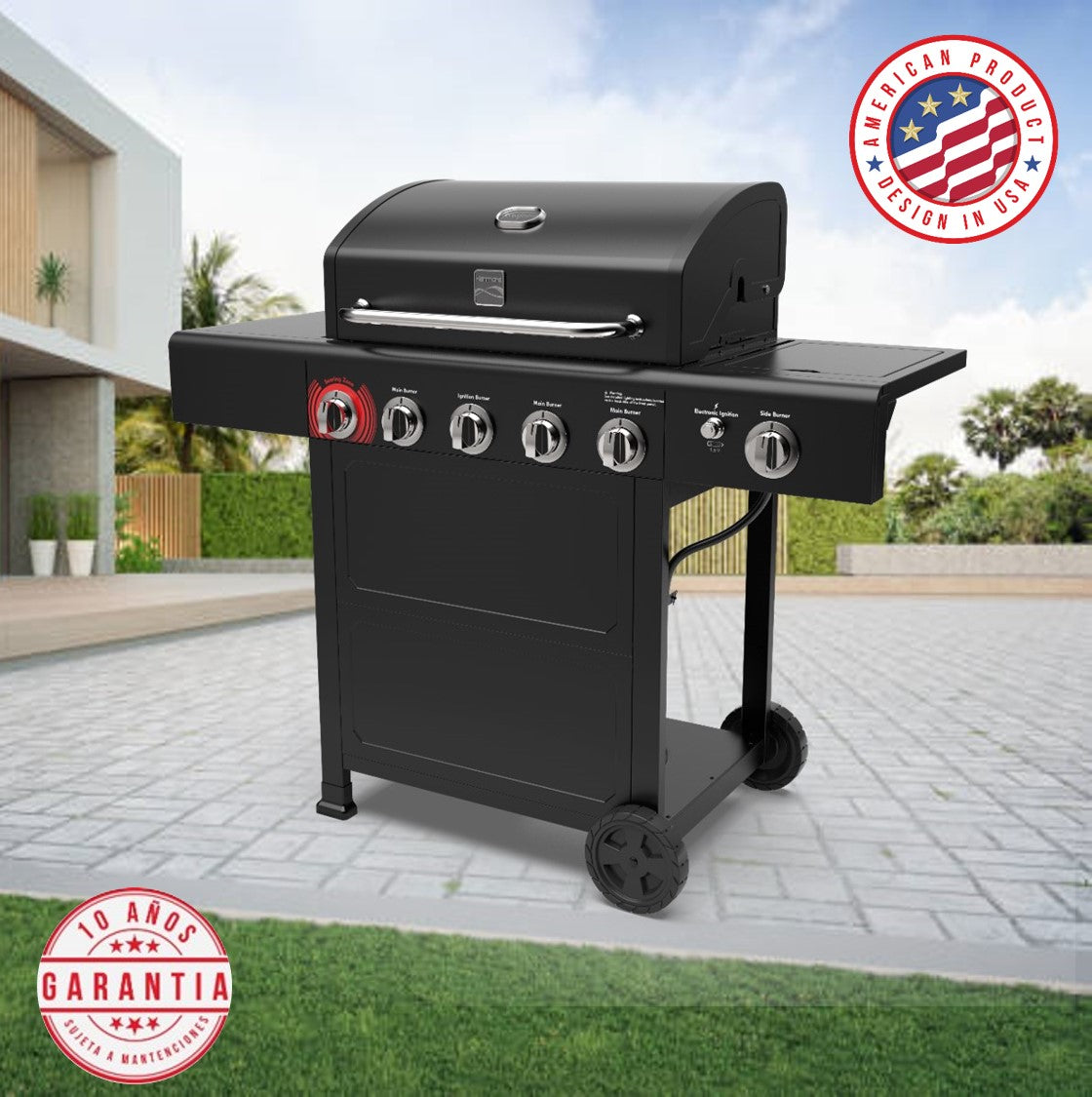 [PRECIO BLACK FRIDAY] Parrilla a gas 5 Quemadores + Quemador lateral - Color Negro [ENTREGA A PARTIR DEL 29 DE DICIEMBRE]