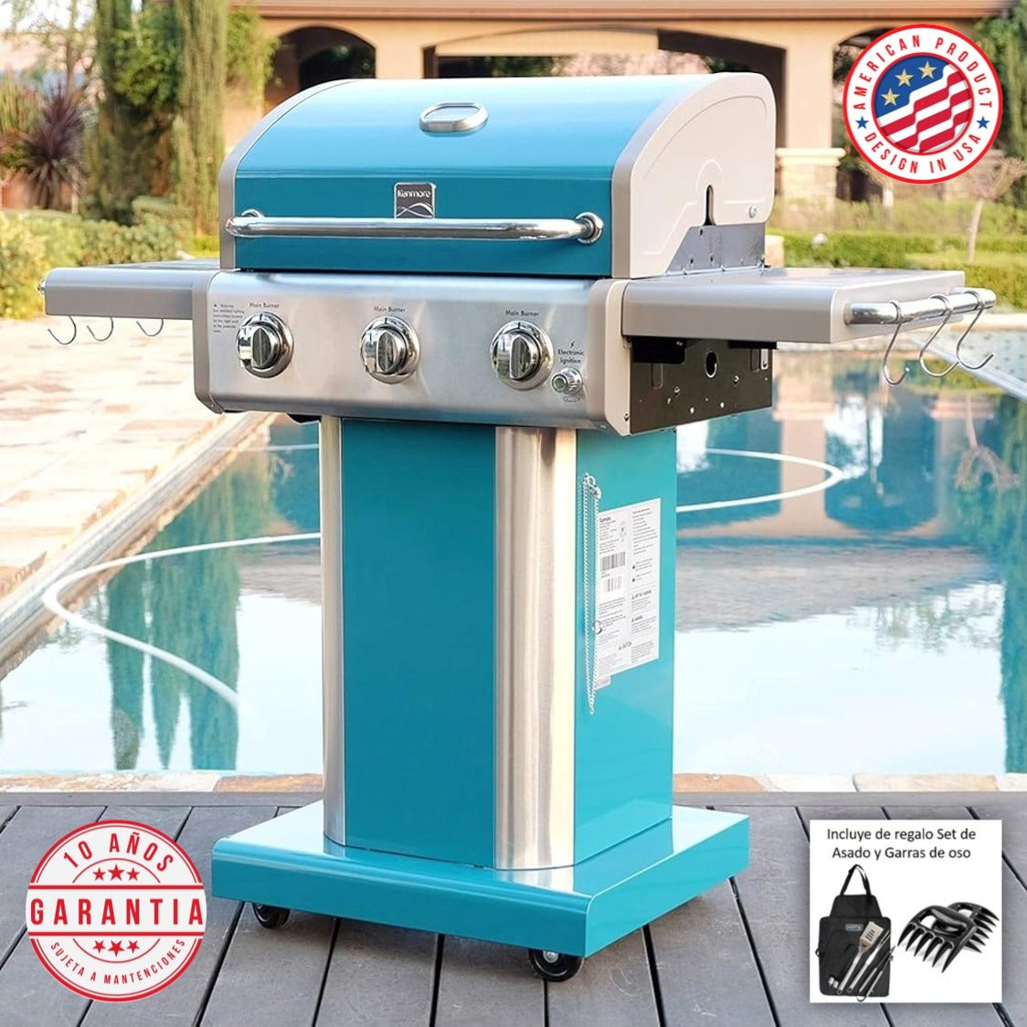 Parrilla a gas 3 Quemadores - Color Celeste (PROXIMAMENTE DISPONIBLE)