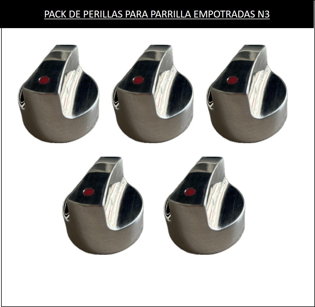 PACK DE PERILLAS PARA PARRILLA EMPOTRADA N3