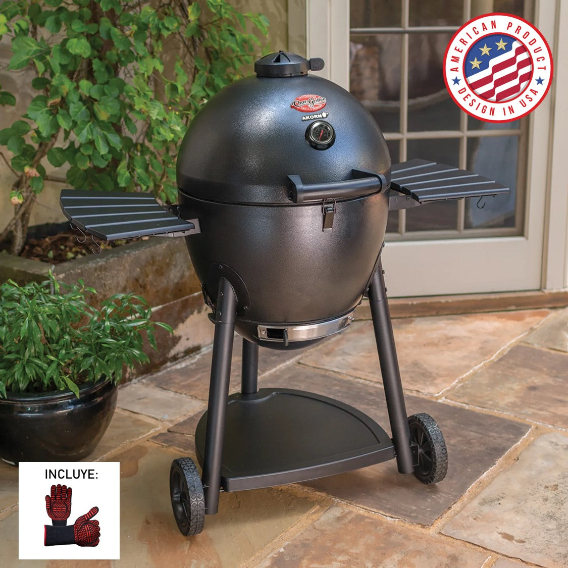 Parrilla Kamado Char Griller Akorn de 20" + Guantes Parrilleros