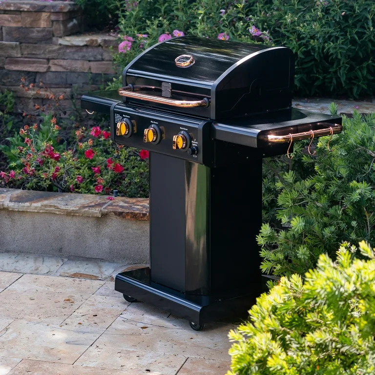 Parrilla a gas 3 Quemadores ARMADA Color Negro con Manillas Cobre Kenmore®